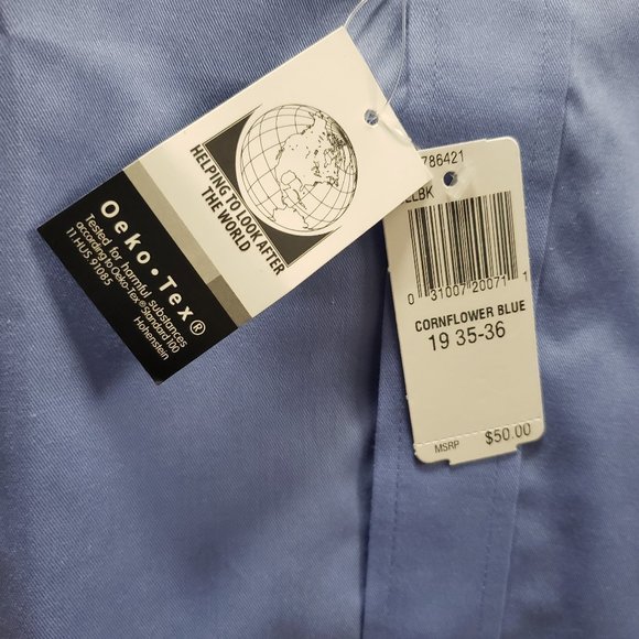 IZOD Men’s Blue Twill Dress Shirt 19 35/36 Tall NWT - Picture 6 of 10